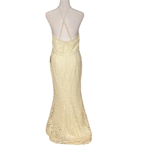 Lulus Womens Zenith ivory white Floral Lace Halter Neck Formal Maxi Dress Large - Picture 8 of 16